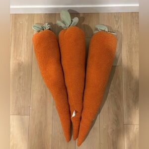 Set of Three Jumbo Size Plush Carrot Pillows
